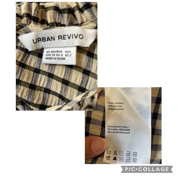 Urban Revivo Check Print Frill Detail Blouse - Sz 2 - Picture 3 of 15